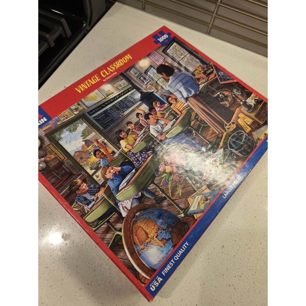 White Mountain Vintage Classroom 1000 Piece Jigsaw Puzzle Steve Crisp Complete